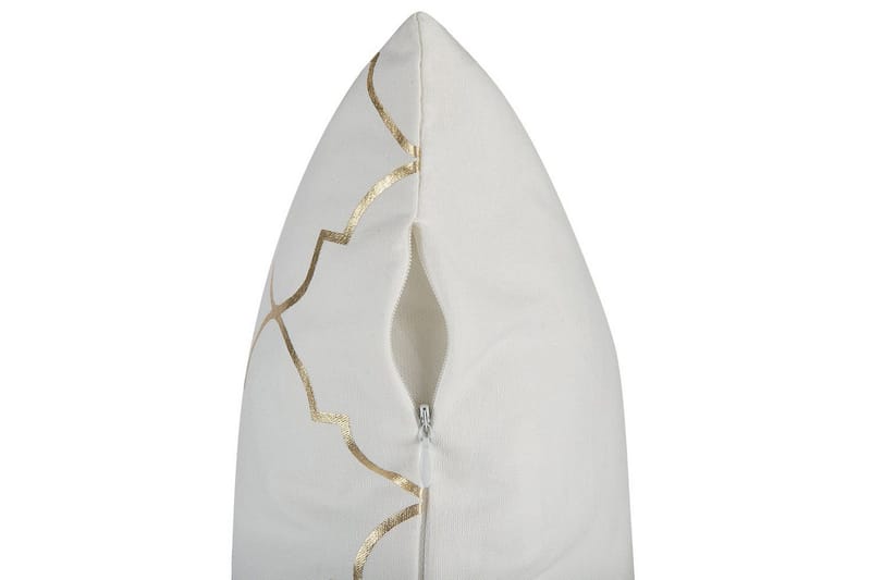 Prydnadskuddar Alyssum set om 2 Vitt/guld, Bomull - Vitt/guld, Bomull - Textil & mattor - Filtar, kuddar & plädar - Utekudde