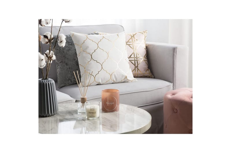 Prydnadskuddar Alyssum set om 2 Vitt/guld, Bomull - Vitt/guld, Bomull - Textil & mattor - Filtar, kuddar & plädar - Utekudde