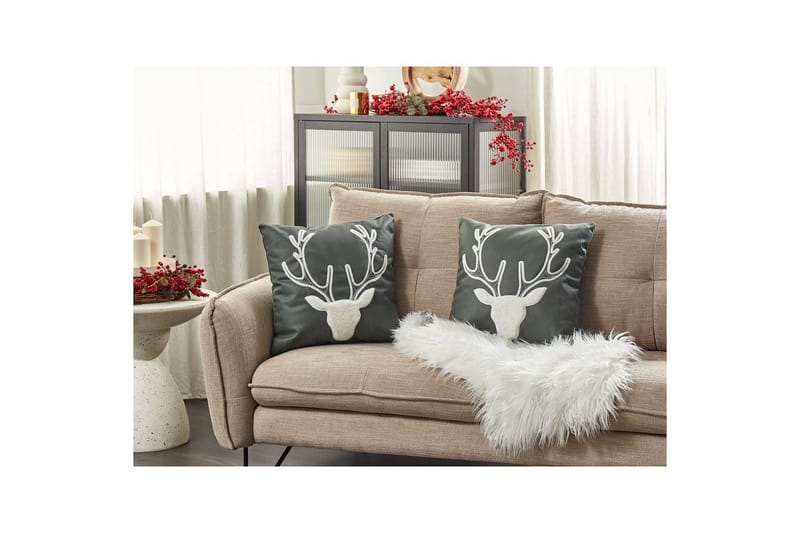 Prydnadskuddar Bicocca set om 2 Grön/Vit - Grön/Vit - Textil & mattor - Filtar, kuddar & plädar - Utekudde