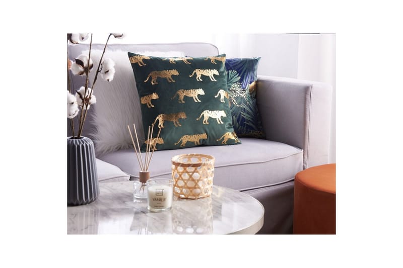 Prydnadskuddar Bluebell set om 2 Grön/guld - Grön/guld - Textil & mattor - Filtar, kuddar & plädar - Utekudde