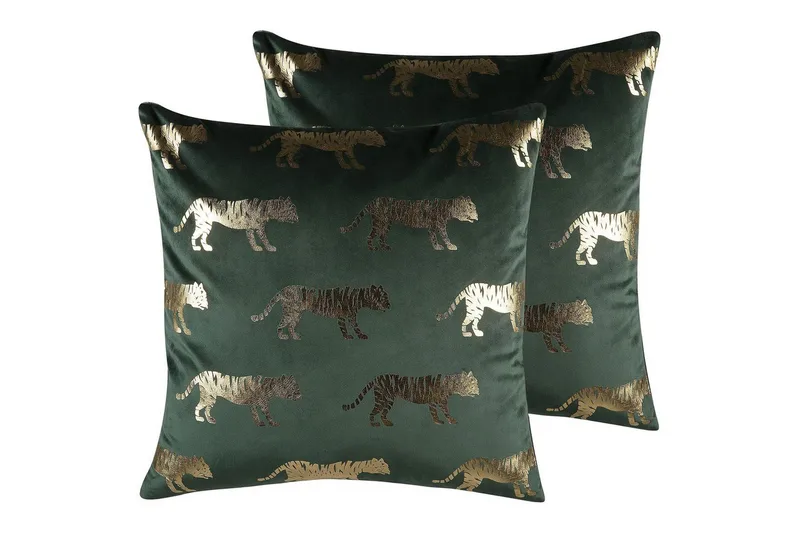 Prydnadskuddar Bluebell set om 2 Grön/guld - Grön/guld - Textil & mattor - Filtar, kuddar & plädar - Utekudde