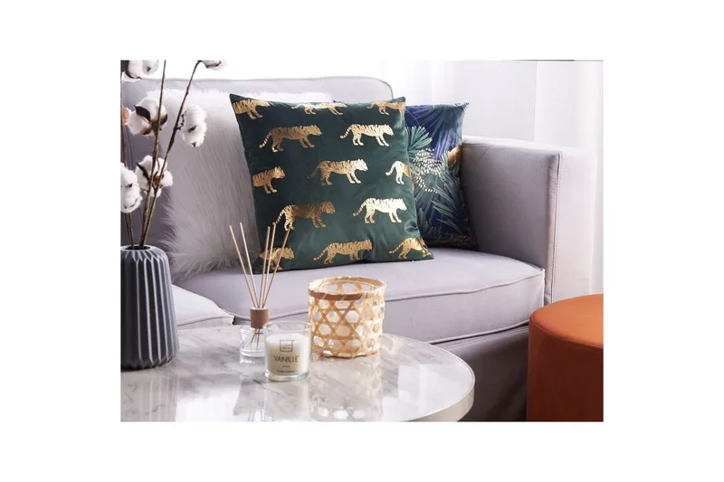 Prydnadskuddar Bluebell set om 2 Grön/guld - Grön/guld - Textil & mattor - Filtar, kuddar & plädar - Utekudde