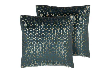 Prydnadskuddar Celosia set om 2 Blå/guld - Blå/guld - Textil & mattor - Filtar, kuddar & plädar - Utekudde