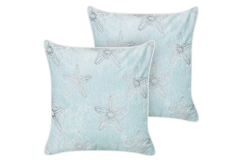 Prydnadskuddar Ceramium set om 2 Blå/Vit - Blå/Vit - Textil & mattor - Filtar, kuddar & plädar - Prydnadskudde & kuddfodral