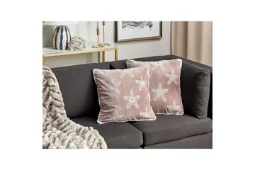 Prydnadskuddar Ceramium set om 2 Rosa/Vit - Rosa/Vit - Textil & mattor - Filtar, kuddar & plädar - Prydnadskudde & kuddfodral