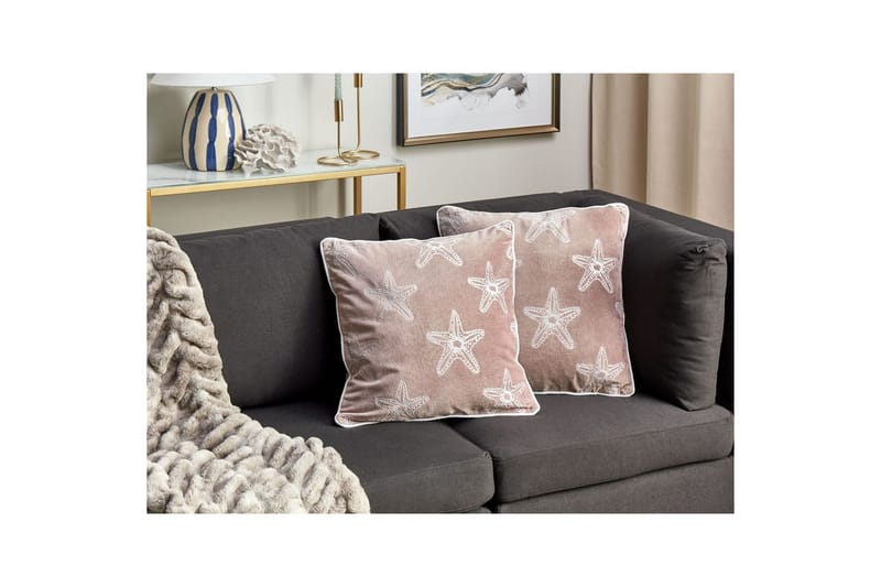Prydnadskuddar Ceramium set om 2 Rosa/Vit - Rosa/Vit - Textil & mattor - Filtar, kuddar & plädar - Prydnadskudde & kuddfodral