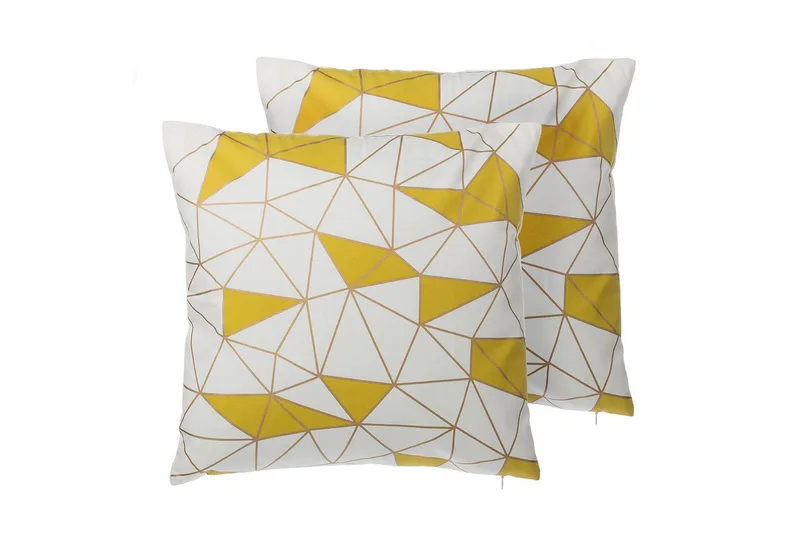 Prydnadskuddar Clarkia set om 2 Vit/Guld/Gul, Vit/Guld/Gul