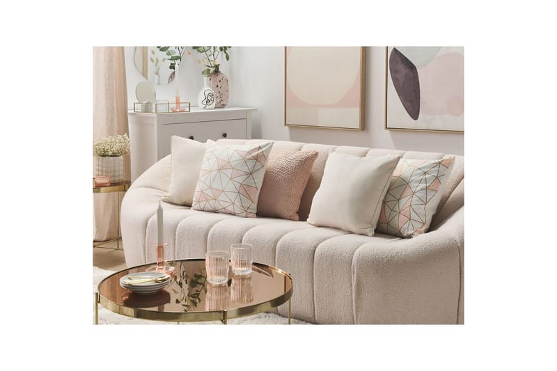 Prydnadskuddar Clarkia set om 2 Vit/guld/rosa - Vit/guld/rosa - Textil & mattor - Filtar, kuddar & plädar - Utekudde