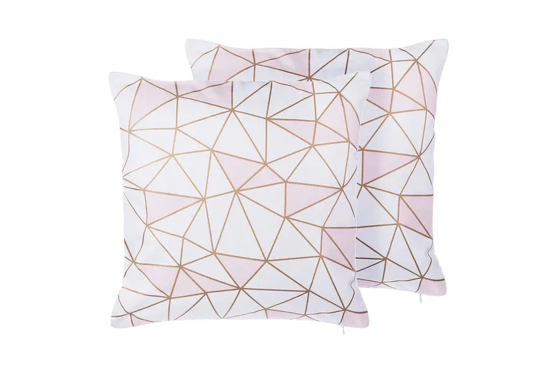 Prydnadskuddar Clarkia set om 2 Vit/guld/rosa, Vit/guld/rosa