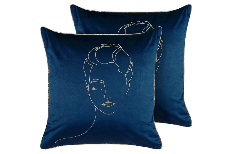 Prydnadskuddar Crocus set om 2 Blå/guld - Blå/guld - Textil & mattor - Filtar, kuddar & plädar - Utekudde