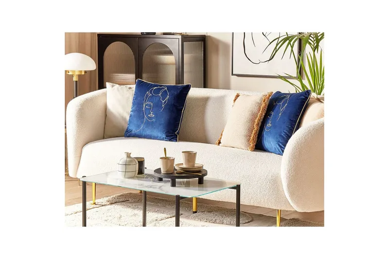 Prydnadskuddar Crocus set om 2 Blå/guld - Blå/guld - Textil & mattor - Filtar, kuddar & plädar - Utekudde