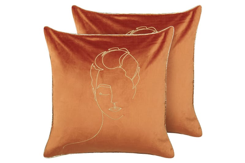 Prydnadskuddar Crocus set om 2 Orange/guld - Orange/guld - Textil & mattor - Filtar, kuddar & plädar - Utekudde