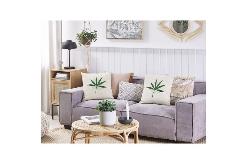 Prydnadskuddar Davallia set om 2 Beige/blå/grön - Beige/blå/grön - Textil & mattor - Filtar, kuddar & plädar - Utekudde