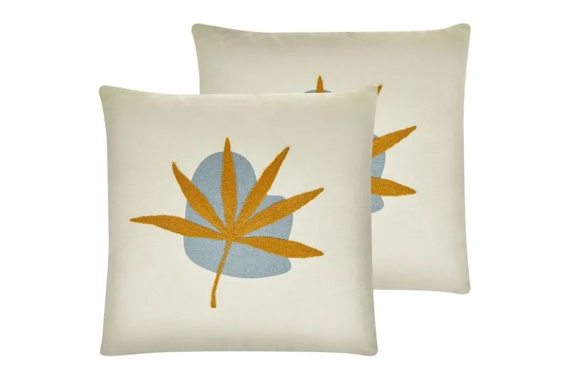 Prydnadskuddar Davallia set om 2 Beige/blå/orange, Beige/blå/orange