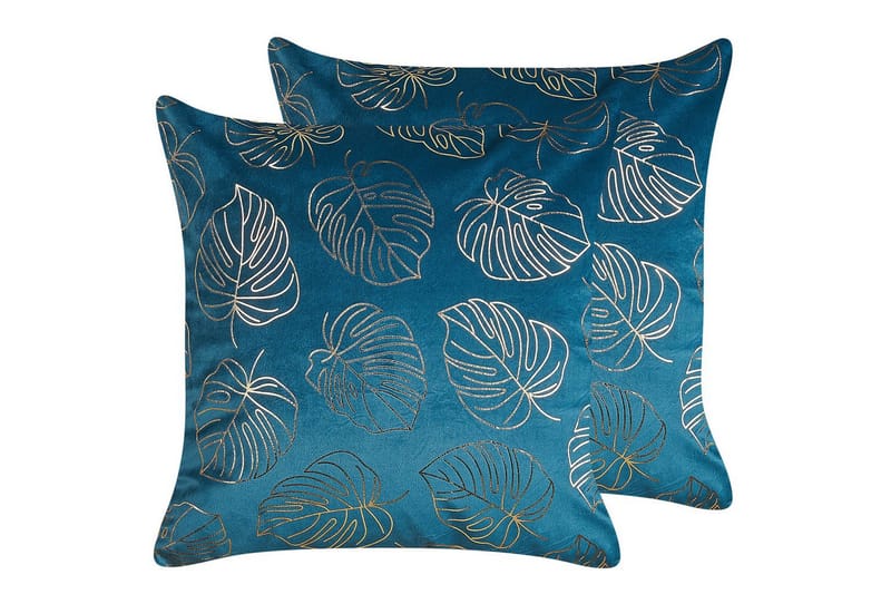 Prydnadskuddar Deliciosa set om 2 Blå/guld, Blå/guld