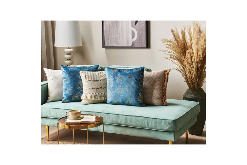 Prydnadskuddar Deliciosa set om 2 Blå/guld - Blå/guld - Textil & mattor - Filtar, kuddar & plädar - Prydnadskudde & kuddfodral