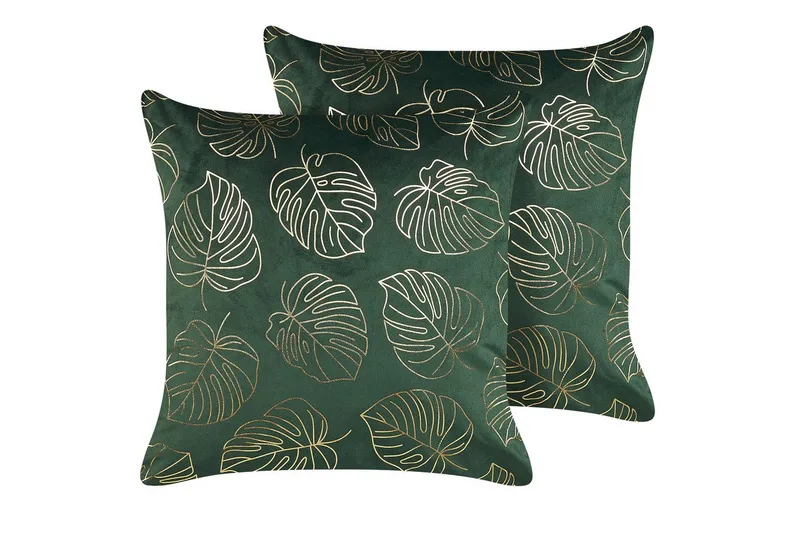 Prydnadskuddar Deliciosa set om 2 Grön/guld, Grön/guld