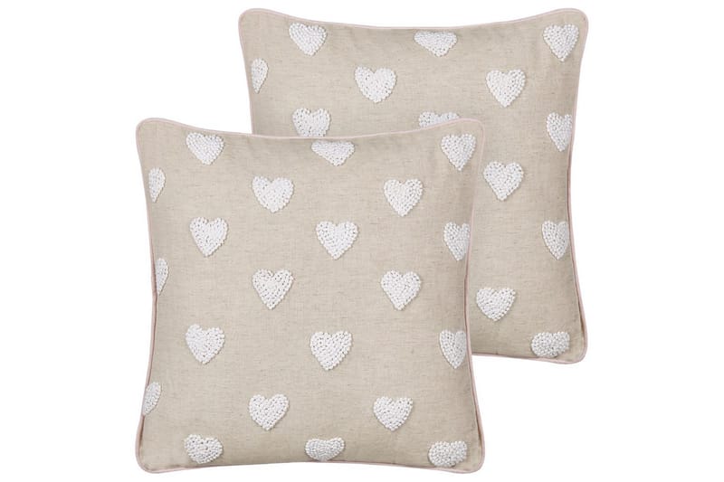 Prydnadskuddar Gazania set om 2 Beige/vit, Fyrkantig - Beige/vit, Fyrkantig - Textil & mattor - Filtar, kuddar & plädar - Utekudde
