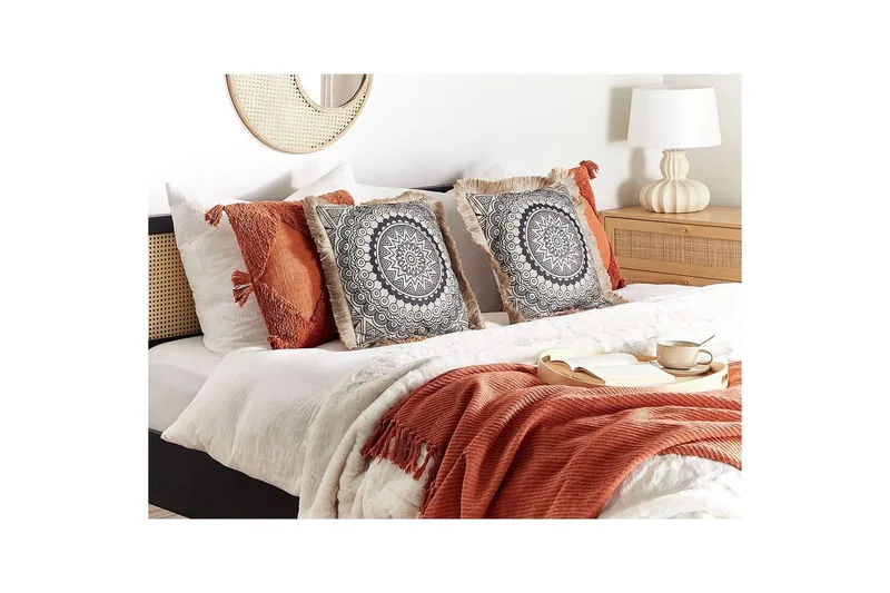 Prydnadskuddar Geranium set om 2 Beige/svart - Beige/svart - Textil & mattor - Filtar, kuddar & plädar - Utekudde