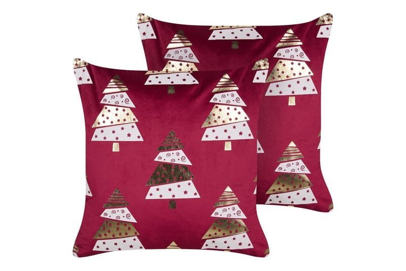 Prydnadskuddar Goldspruce set om 2 Röd/guld/vit - Röd/guld/vit - Textil & mattor - Filtar, kuddar & plädar - Prydnadskudde & kuddfodral