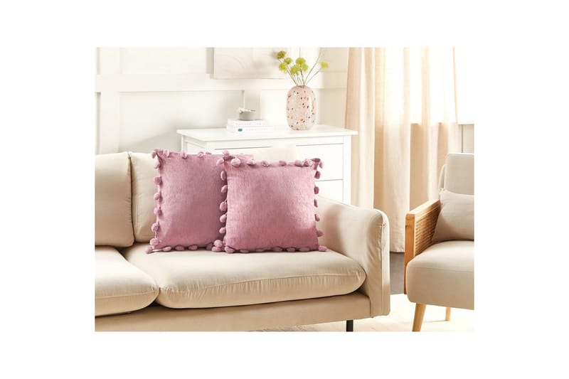 Prydnadskuddar Jasmine set om 2 Rosa - Rosa - Textil & mattor - Filtar, kuddar & plädar - Utekudde