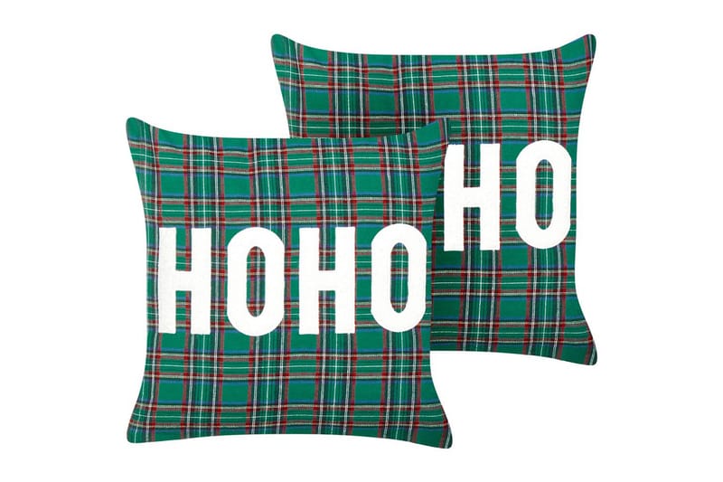Prydnadskuddar Joycandy set om 2 Grön/Röd/Svart/Vit, Fyrkantig - Grön/Röd/Svart/Vit, Fyrkantig - Textil & mattor - Filtar, kuddar & plädar - Utekudde