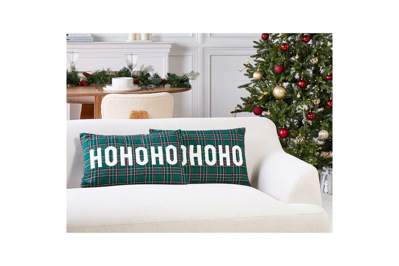 Prydnadskuddar Joycandy set om 2 Grön/Röd/Svart/Vit, Rektangulär - Grön/Röd/Svart/Vit, Rektangulär - Textil & mattor - Filtar, kuddar & plädar - Utekudde