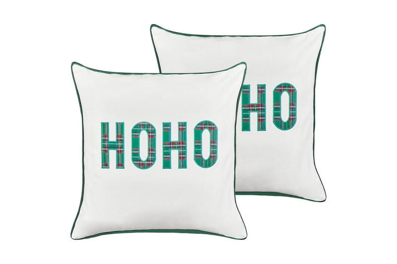 Prydnadskuddar Joycandy set om 2 Vit/Röd/Grön, Fyrkantig - Vit/Röd/Grön, Fyrkantig - Textil & mattor - Filtar, kuddar & plädar - Utekudde