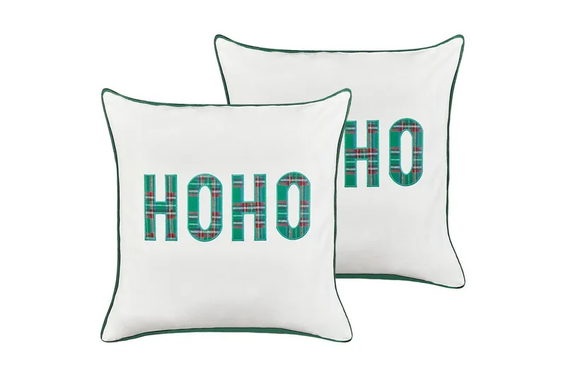 Prydnadskuddar Joycandy set om 2 Vit/Röd/Grön, Fyrkantig - Vit/Röd/Grön, Fyrkantig - Textil & mattor - Filtar, kuddar & plädar - Utekudde