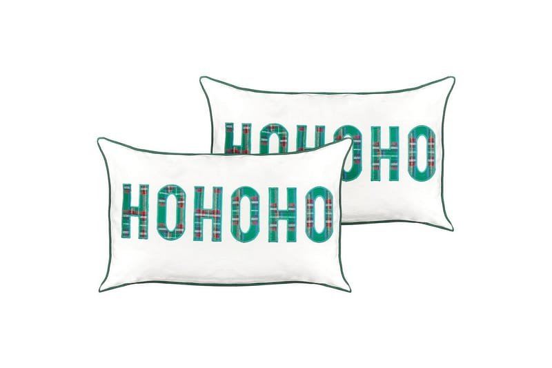 Prydnadskuddar Joycandy set om 2 Vit/Röd/Grön, Rektangulär, Vit/Röd/Grön, Rektangulär