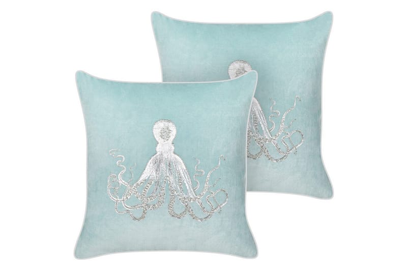 Prydnadskuddar Laminaria set om 2 Blå/Silver - Blå/Silver - Textil & mattor - Filtar, kuddar & plädar - Utekudde