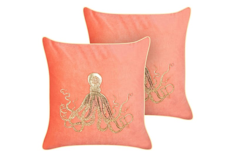 Prydnadskuddar Laminaria set om 2 Rött/guld - Rött/guld - Textil & mattor - Filtar, kuddar & plädar - Utekudde