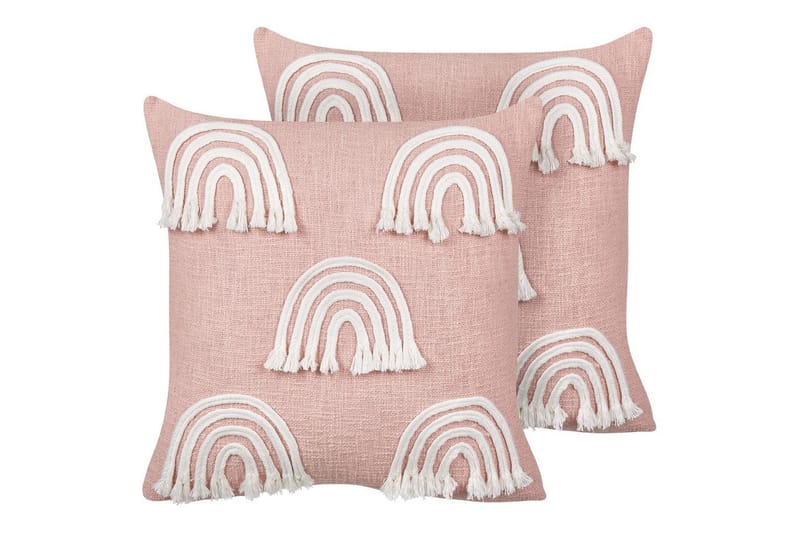 Prydnadskuddar Leea set om 2 Rosa/Vit - Rosa/Vit - Textil & mattor - Filtar, kuddar & plädar - Utekudde