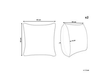 Prydnadskuddar Leuzea set om 2 Grå, 45x45 cm - Grå, 45x45 cm - Textil & mattor - Filtar, kuddar & plädar - Utekudde