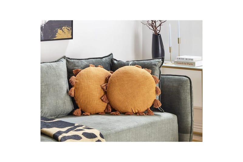 Prydnadskuddar Madia set om 2 Orange - Orange - Textil & mattor - Filtar, kuddar & plädar - Utekudde