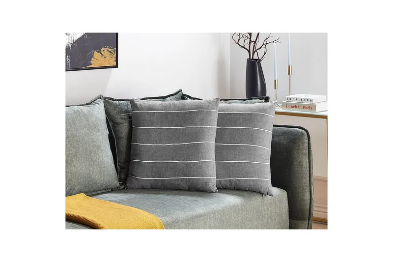 Prydnadskuddar Milas set om 2 Grå/vit - Grå/vit - Textil & mattor - Filtar, kuddar & plädar - Utekudde