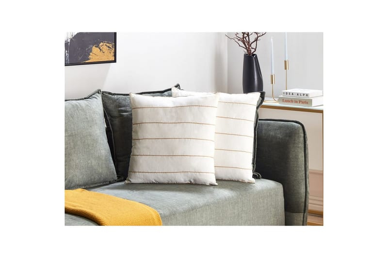 Prydnadskuddar Milas set om 2 Vit/Beige - Vit/Beige - Textil & mattor - Filtar, kuddar & plädar - Utekudde
