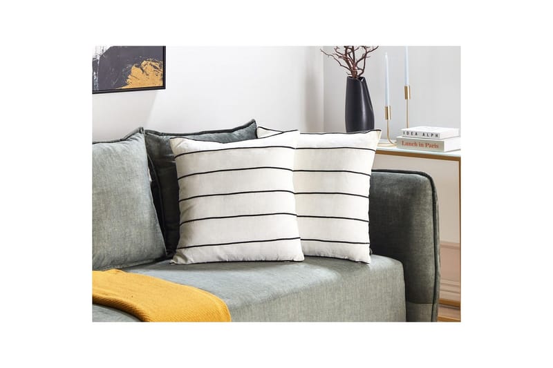 Prydnadskuddar Milas set om 2 Vit/Svart - Vit/Svart - Textil & mattor - Filtar, kuddar & plädar - Utekudde