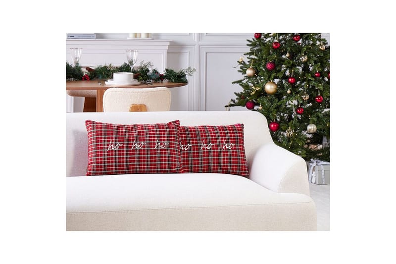 Prydnadskuddar Mochi set om 2 Röd/svart/vit - Röd/svart/vit - Textil & mattor - Filtar, kuddar & plädar - Utekudde