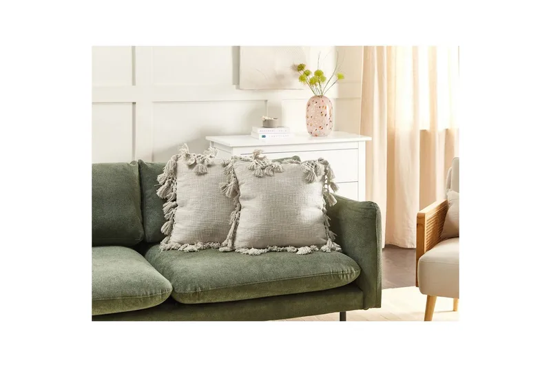 Prydnadskuddar Olearia set om 2 Beige - Beige - Textil & mattor - Filtar, kuddar & plädar - Prydnadskudde & kuddfodral