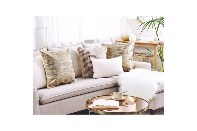 Prydnadskuddar Oujda set om 2 Guld - Guld - Textil & mattor - Filtar, kuddar & plädar - Utekudde