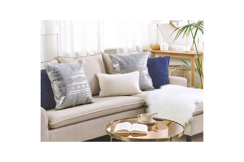 Prydnadskuddar Oujda set om 2 Silver - Silver - Textil & mattor - Filtar, kuddar & plädar - Utekudde