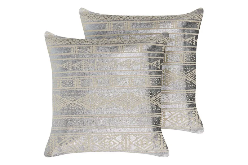 Prydnadskuddar Oujda set om 2 Silver - Silver - Textil & mattor - Filtar, kuddar & plädar - Utekudde