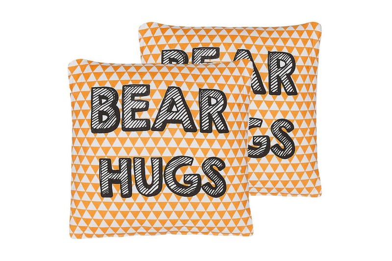 Prydnadskuddar Radzkot set om 2 Orange/Vit/Svart - Orange/Vit/Svart - Textil & mattor - Filtar, kuddar & plädar - Utekudde