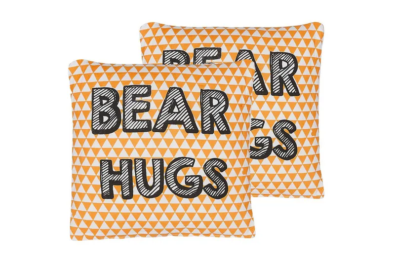 Prydnadskuddar Radzkot set om 2 Orange/Vit/Svart, Orange/Vit/Svart