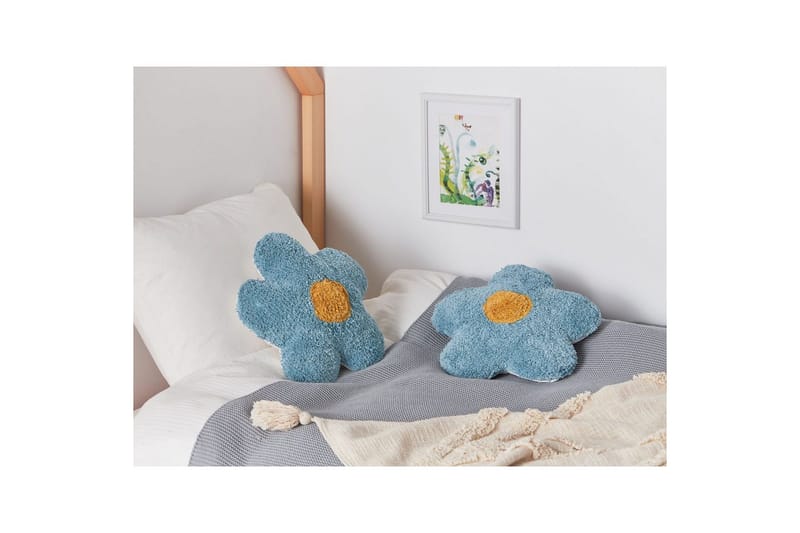 Prydnadskuddar Sorrel set om 2 Blå/Vit/Gul - Blå/Vit/Gul - Textil & mattor - Filtar, kuddar & plädar - Prydnadskudde & kuddfodral