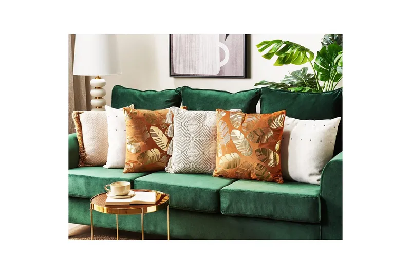 Prydnadskuddar Sunflower set om 2 Orange/guld - Orange/guld - Textil & mattor - Filtar, kuddar & plädar - Utekudde