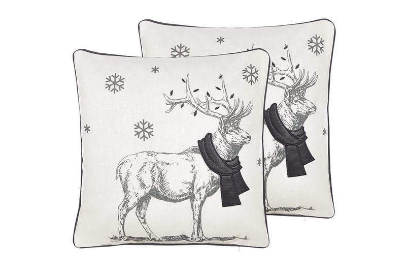 Prydnadskuddar Sven set om 2 Vit/Svart, Fyrkantig, Vit/Svart, Fyrkantig