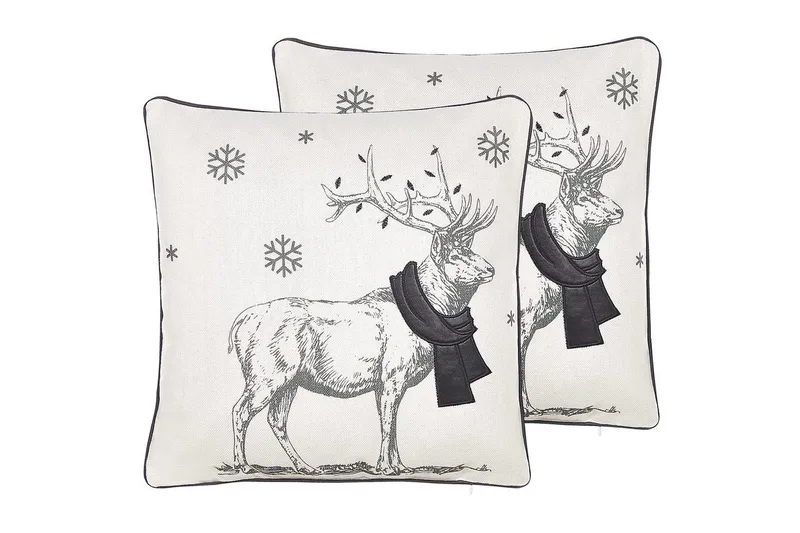 Prydnadskuddar Sven set om 2 Vit/Svart, Fyrkantig, Vit/Svart, Fyrkantig