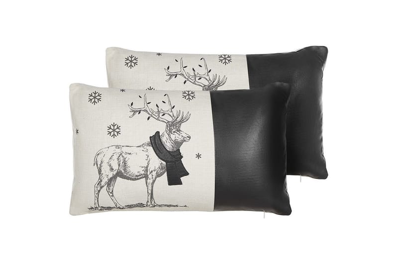 Prydnadskuddar Sven set om 2 Vit/Svart, Rektangulär - Vit/Svart, Rektangulär - Textil & mattor - Filtar, kuddar & plädar - Utekudde